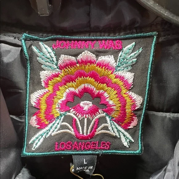 Johnny Was Black and Red Paisley velvet Dolman Quilted jacket . L, XL.